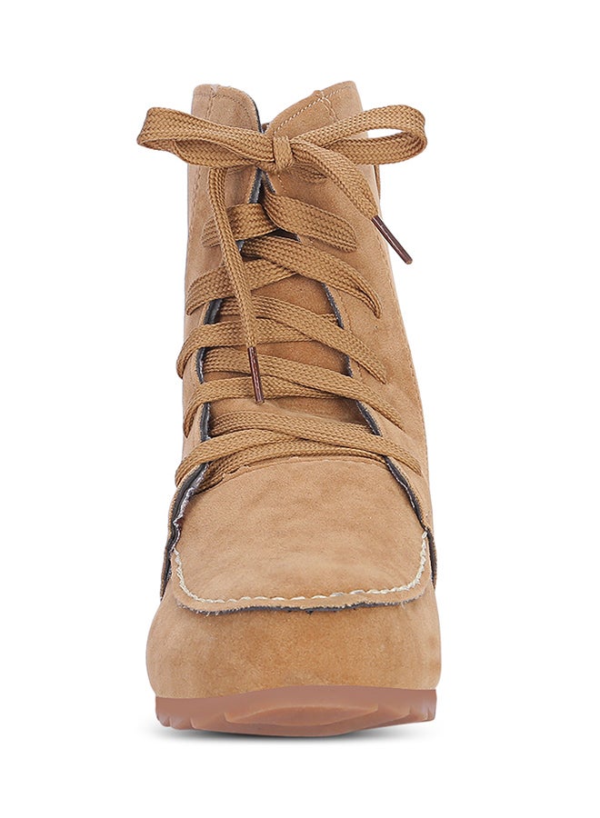 Lace-Up Elevator Boot Tan
