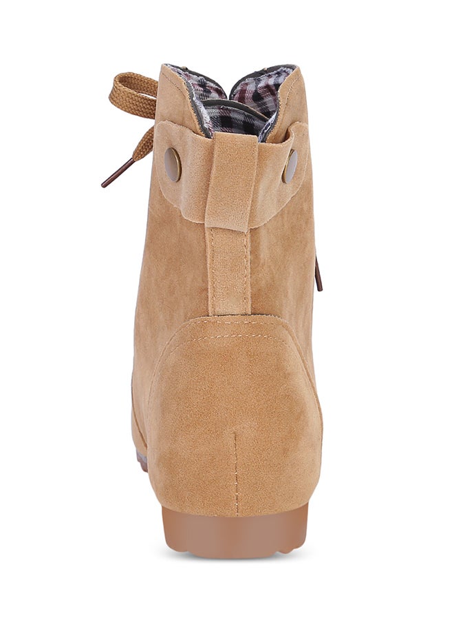 Lace-Up Elevator Boot Tan