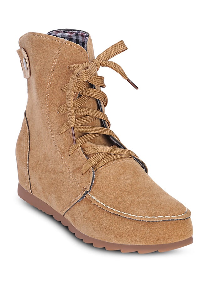 Lace-Up Elevator Boot Tan