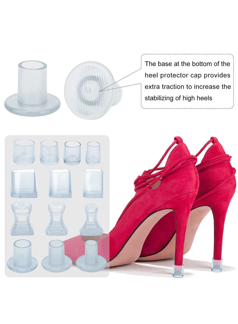 Clear High Heel Protectors for High Heel Shoes,Women Shoes Heels Savers Stopper for Grass/Uneven Floor/Wedding Ceremony/Outdoor Events 13 Pairs