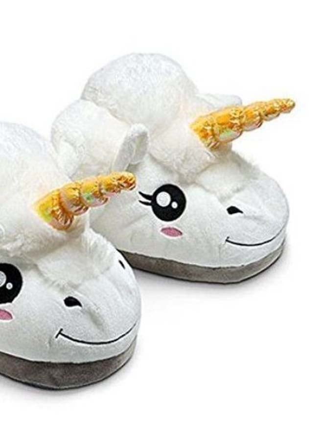 Unicorn Anti-Slip Warm Bedroom Slippers White/Grey/Gold