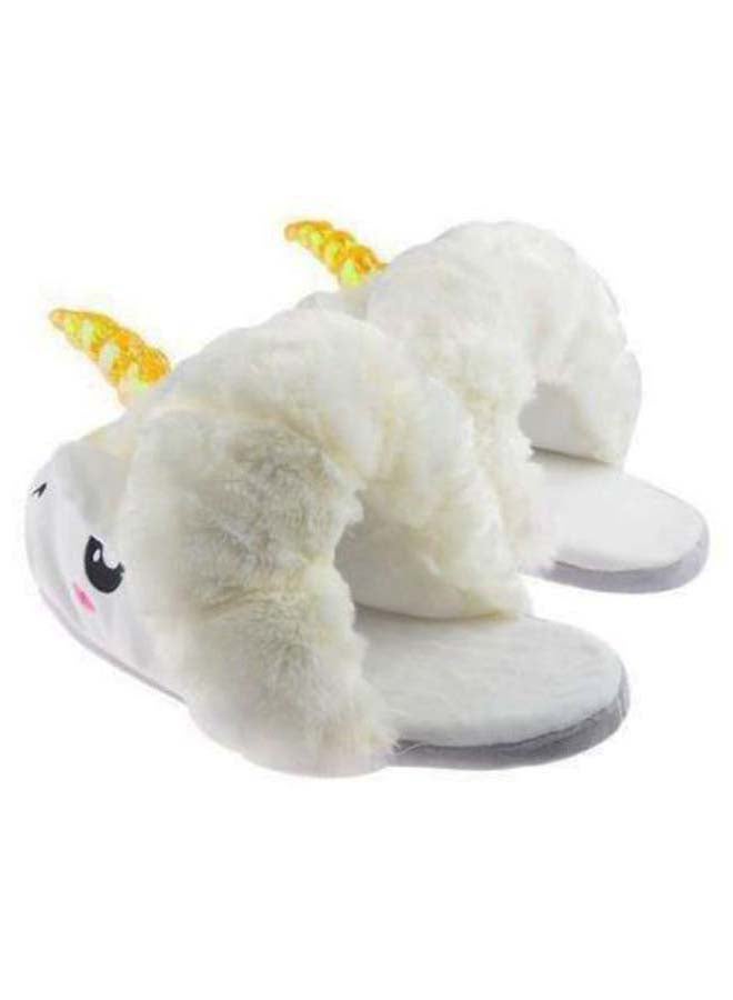 Unicorn Anti-Slip Warm Bedroom Slippers White/Grey/Gold