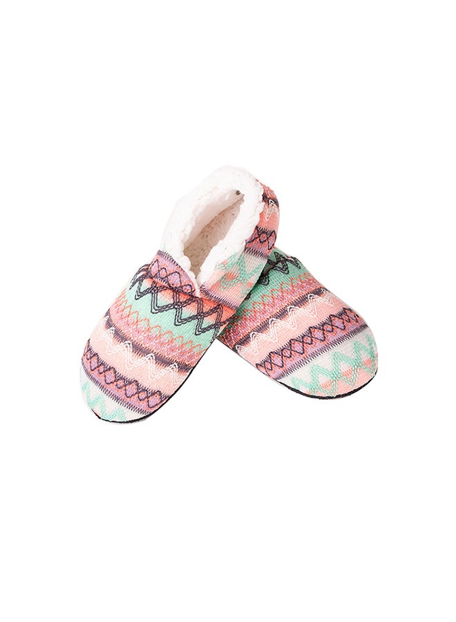 Winter Print Soft-Soled Slipper Socks Pink/Green