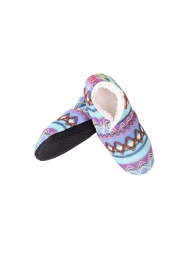 Winter Print Soft-Soled Slipper Socks Purple Orchid