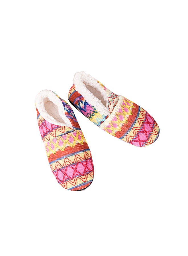 Winter Print Soft-Soled Slipper Socks Rose Red/Yellow