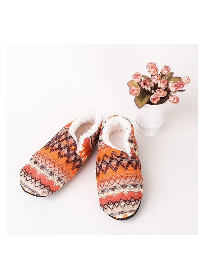 Winter Print Soft-Soled Slipper Socks Rose Red/Yellow