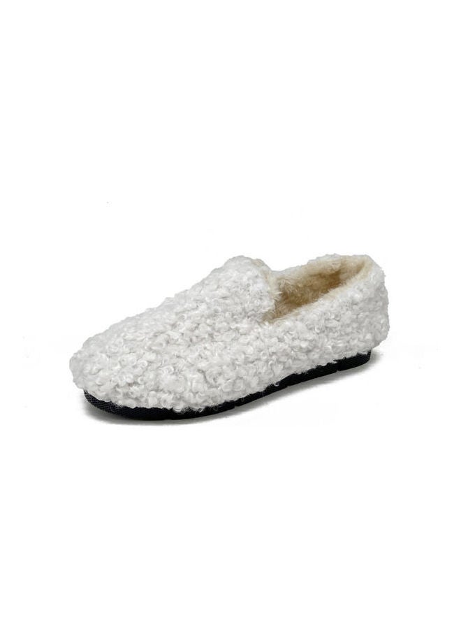 Casual Memory Foam Winter Plush Slippers White