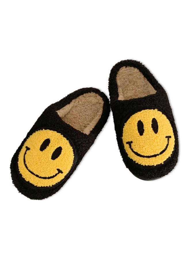 Smiley Face Designed Bedroom Slippers Black/Yellow