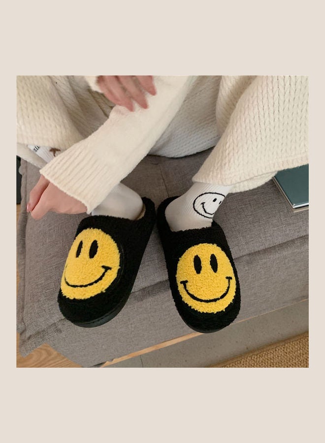 Smiley Face Designed Bedroom Slippers Black/Yellow