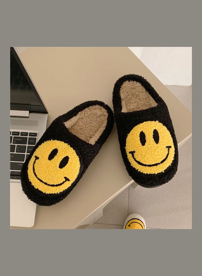 Smiley Face Designed Bedroom Slippers Black/Yellow