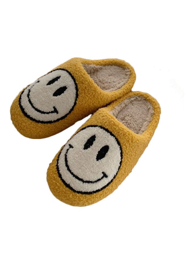 Smiley Face Designed Bedroom Slippers Yellow/White