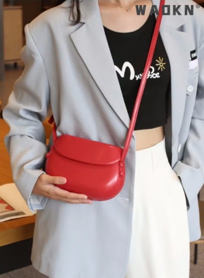 Candy Color Women Saddle Shoulder Bag Portable Female Clutch Purse Handbags Crossbody Bag Fashion Ladies Small Messenger Bags Saddle Purse for Women Female Girl