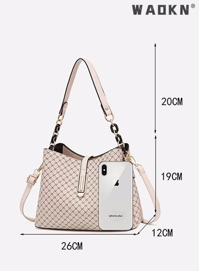 Women's Soft Faux Leather Tote Shoulder Bag from , PU Leather Handbag Large Capacity Shoulder Bag Female Leisure Shoulder Bags Fashion Purses Vintage Large Capacity Tote bag Beige