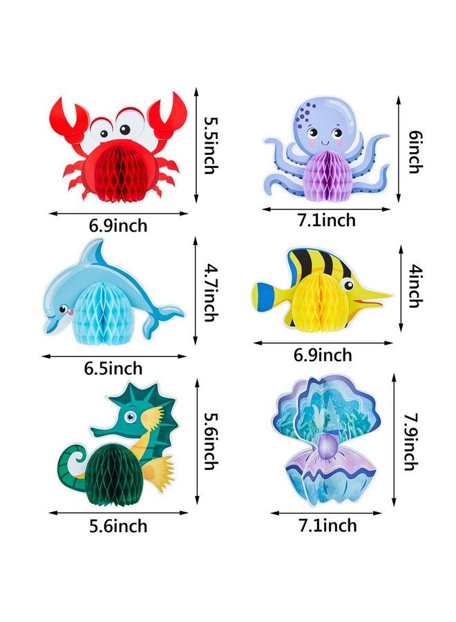 12 Pieces Ocean Sea Animal Honeycomb Centerpiece Under The Sea Table Decorations Ocean Themed Marine Creature Decoration Fish Mermaid Table Honeycomb For Beach Themed Birthday Party Baby Shower