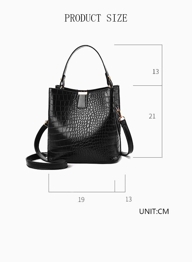 Bucket Bags and Purses For Women Hobo and Shoulder Handbags with 2 Detachable Straps Womens Elegant Crossbody Bags with Large Capacity Gift for Mother Girl Friend Wife Black