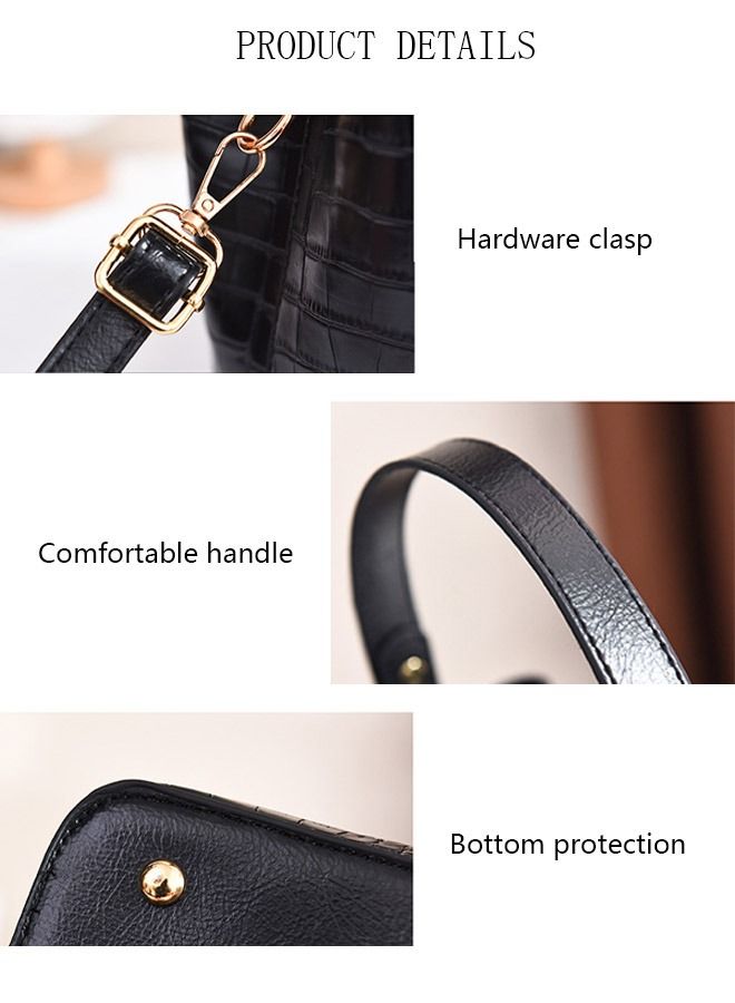 Bucket Bags and Purses For Women Hobo and Shoulder Handbags with 2 Detachable Straps Womens Elegant Crossbody Bags with Large Capacity Gift for Mother Girl Friend Wife Black