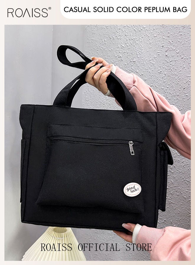 Women's Canvas Bag Large Capacity One Shoulder Messenger Tote Bag Casual Solid Color Versatile Work Commuting