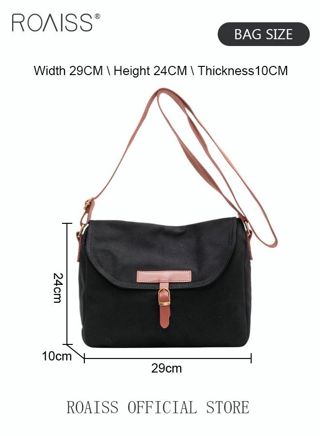 Women's Canvas Bag Large Capacity One Shoulder Messenger Tote Bag Casual Solid Color Versatile Work Commuting