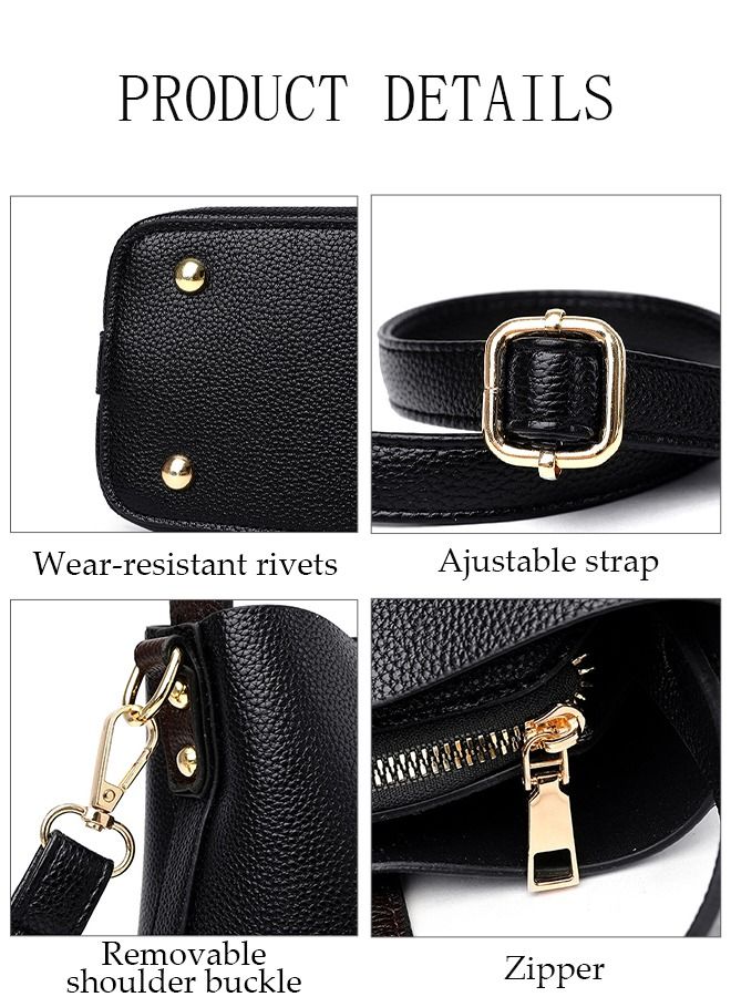 Handbag Bucket Bag for Women Faux Leather Large Capacity Anti Theft Crossbody Shoulder Bucket Bag With Detachable Strap