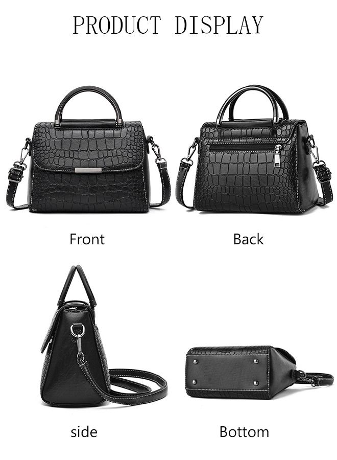 Women's Vintage Handbags Faux Leather Shoulder Bag Ladies Fashion Designer Satchel Crossbody Bag with Adjustable Strap for Ladies