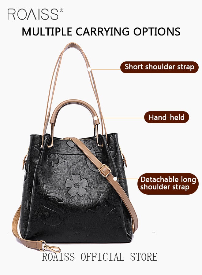 Premium Large Capacity Handbag for Women Exquisite Texture Embossed Tote Casual Top Handle Bucket Crossbody Bags with Gift Bag Gifts for Mother Wife Bridal Suitable for Ramadan Wedding or Leisure