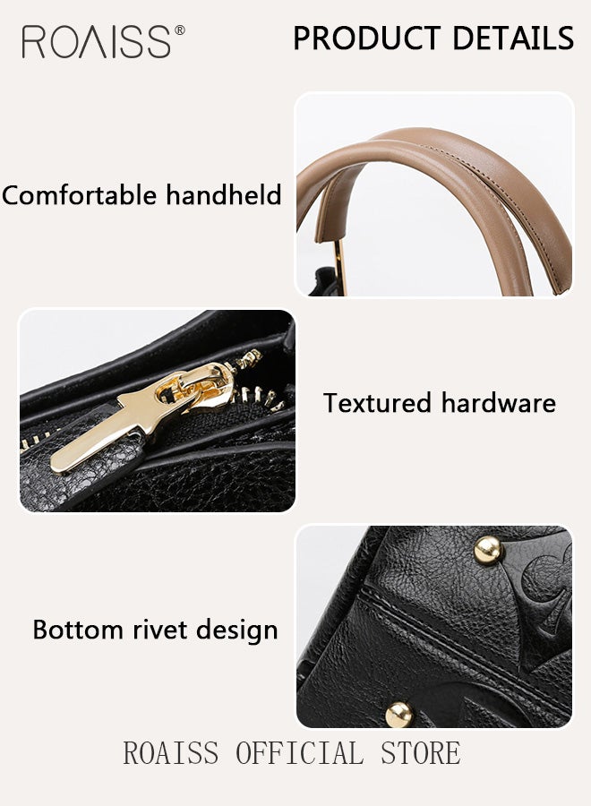 Premium Large Capacity Handbag for Women Exquisite Texture Embossed Tote Casual Top Handle Bucket Crossbody Bags with Gift Bag Gifts for Mother Wife Bridal Suitable for Ramadan Wedding or Leisure