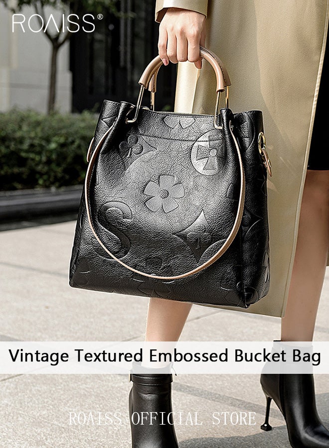 Premium Large Capacity Handbag for Women Exquisite Texture Embossed Tote Casual Top Handle Bucket Crossbody Bags with Gift Bag Gifts for Mother Wife Bridal Suitable for Ramadan Wedding or Leisure