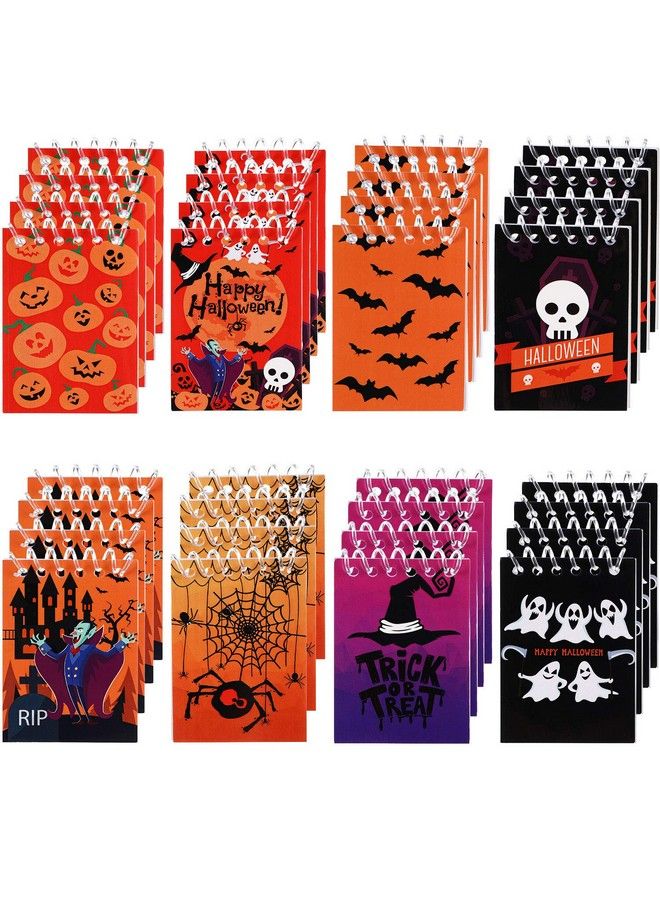 48 Pieces Halloween Notepads Spiral Notebooks Pumpkin Pattern Notebooks For Halloween Party Home School Supplies, 8 Styles