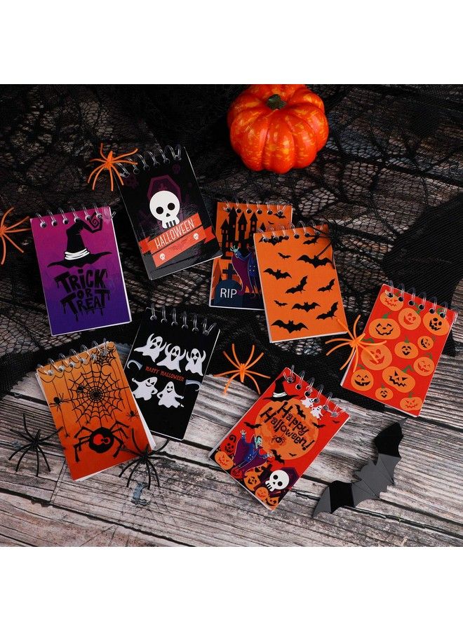 48 Pieces Halloween Notepads Spiral Notebooks Pumpkin Pattern Notebooks For Halloween Party Home School Supplies, 8 Styles