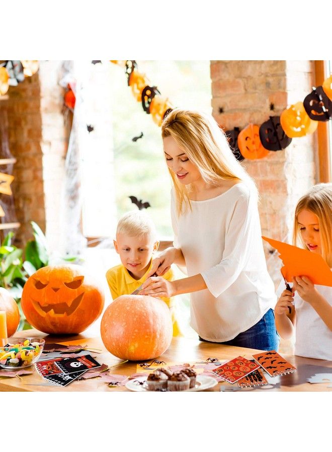 48 Pieces Halloween Notepads Spiral Notebooks Pumpkin Pattern Notebooks For Halloween Party Home School Supplies, 8 Styles