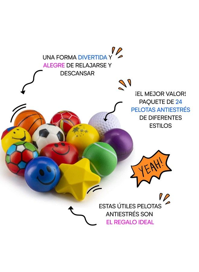 24 Stress Balls Bulk Pack Of 2.5