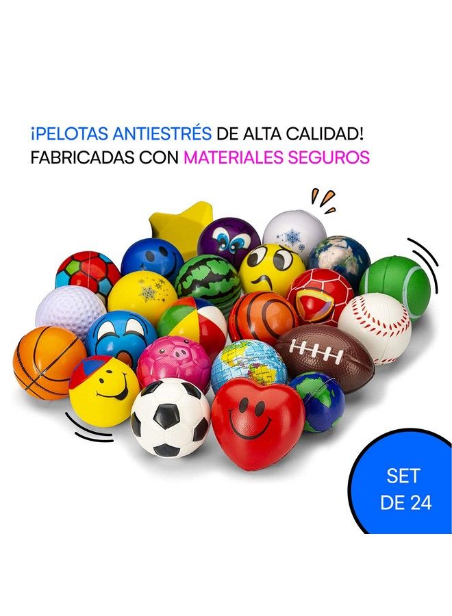 24 Stress Balls Bulk Pack Of 2.5