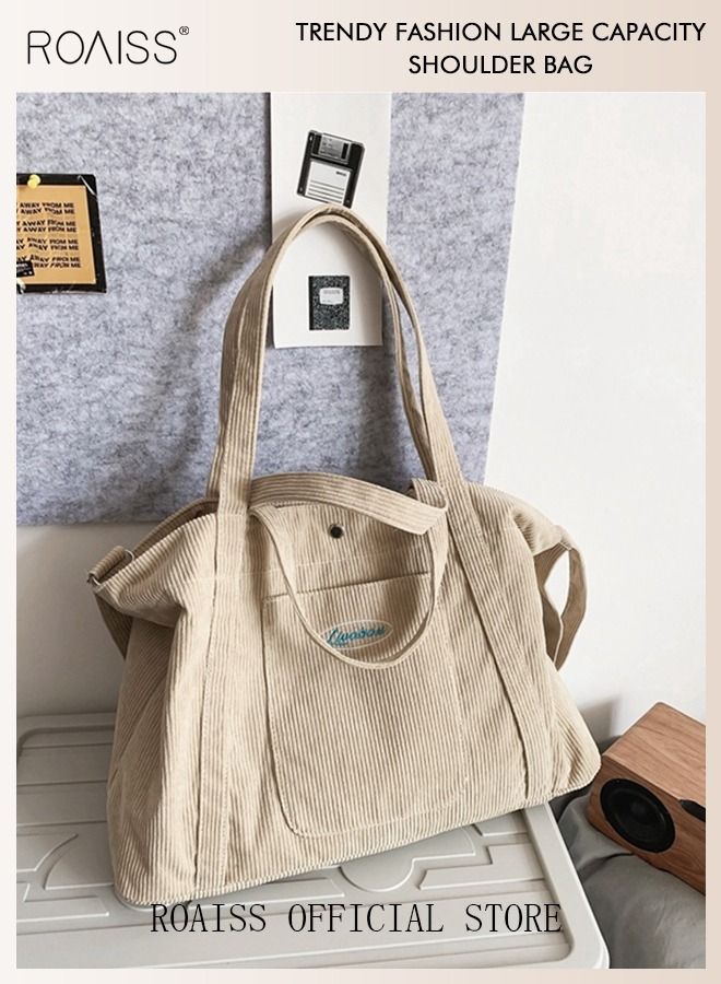 Women's Canvas Bag Large Capacity One Shoulder Messenger Tote Bag Casual Solid Color Versatile Work Commuting