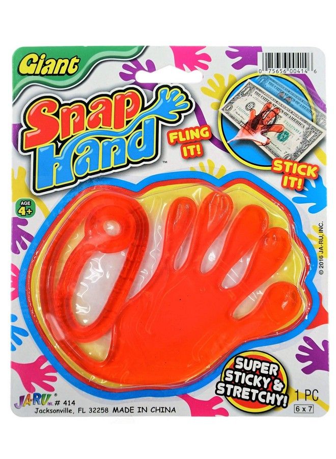 Giant Snap Handjumbo Sticky Hands Toy (1 Pack Assorted) By Jaru. Large Stretchy Sticky Hands Toy For Kids. Party Favors, Classroom Prizes, Birthday Gifts Easter Day Goodie Bags Stuffers Bulk. 4141A