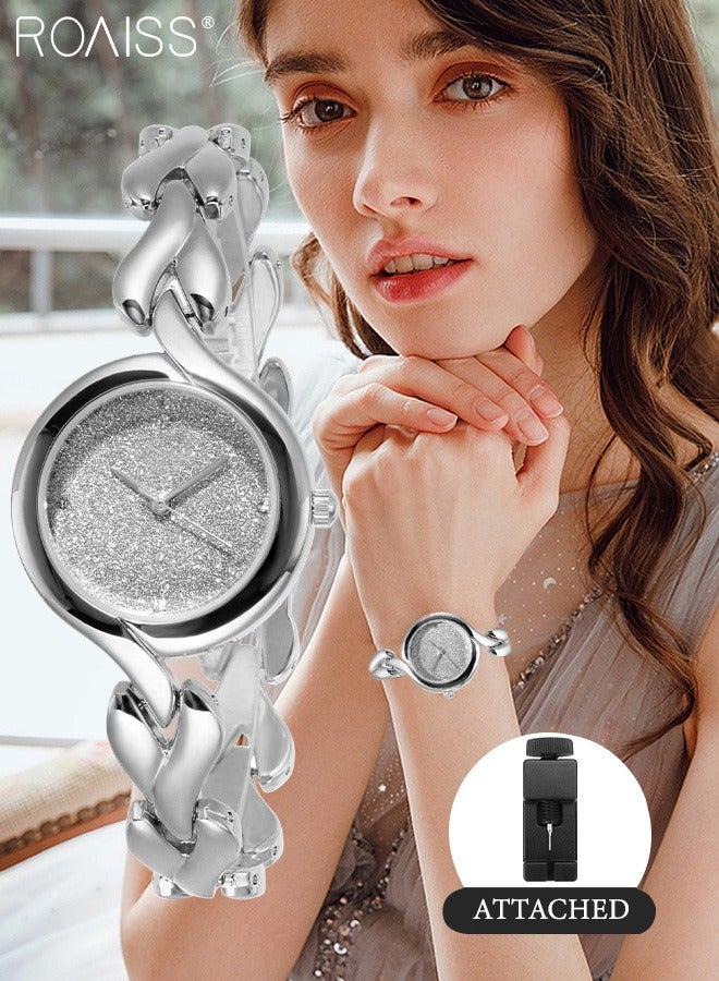 Women's Bracelet Quartz Watch, Analog Display Round Silver Dial Watch, Waterproof Elegant Watch as Gift for Women