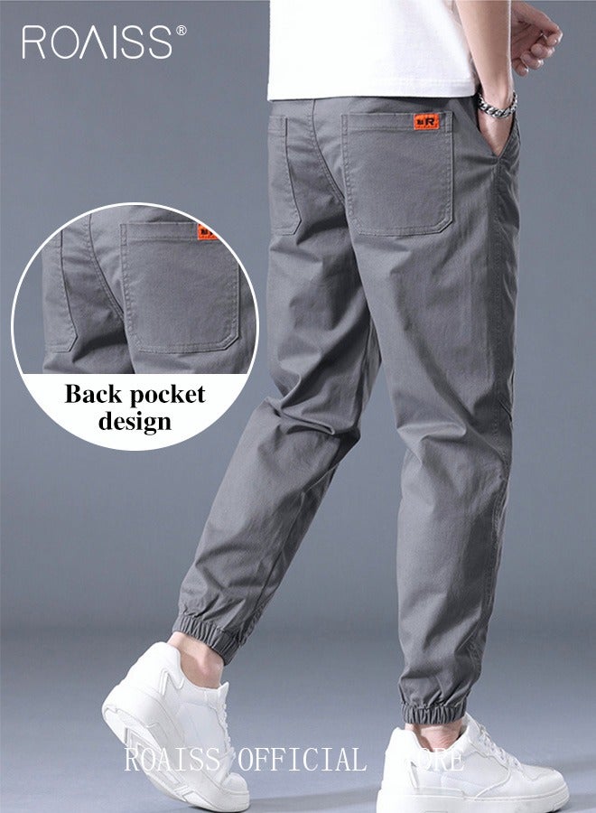 Men's Cargo Pants Casual Pants Made of Pure Cotton with Elastic Drawstring Suitable for Various Body Types Simple and Trendy