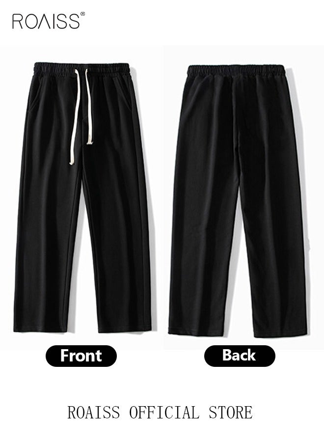 Men's Straight-Leg Pants Long Loose Fit Wide-Leg Trousers for Young Students Casual and Trendy with Good Fabric Drape