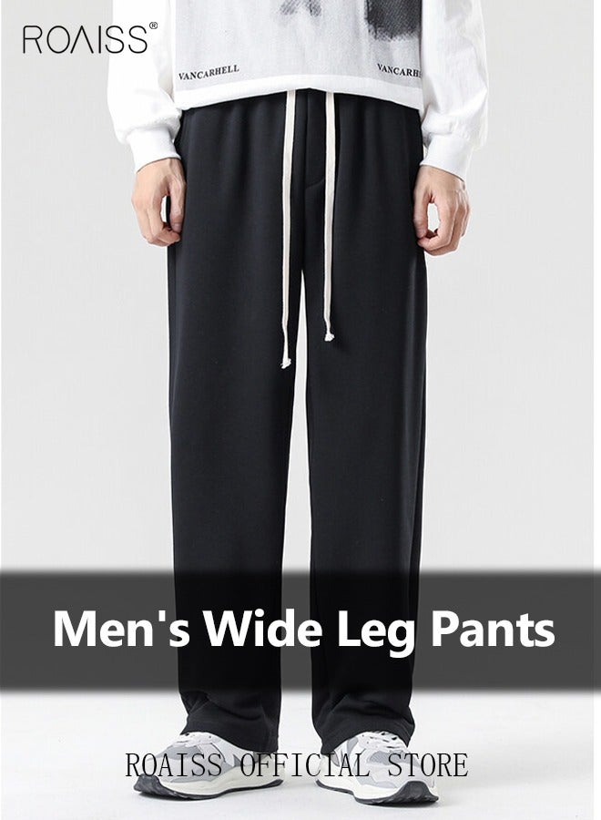 Men's Straight-Leg Pants Long Loose Fit Wide-Leg Trousers for Young Students Casual and Trendy with Good Fabric Drape