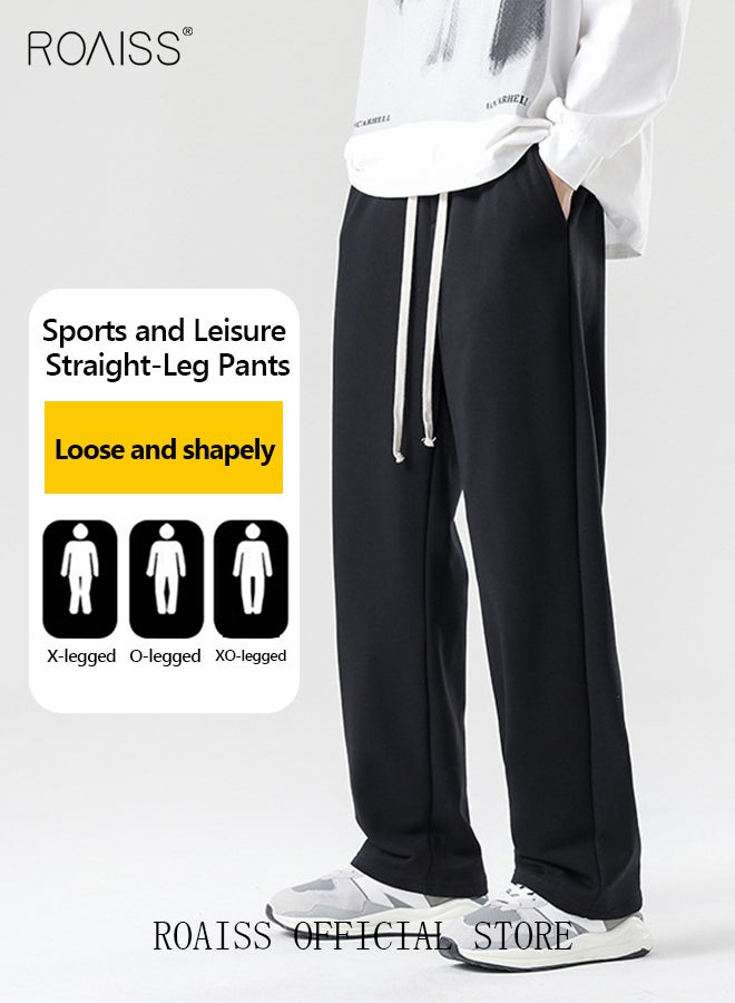 Men's Straight-Leg Pants Long Loose Fit Wide-Leg Trousers for Young Students Casual and Trendy with Good Fabric Drape