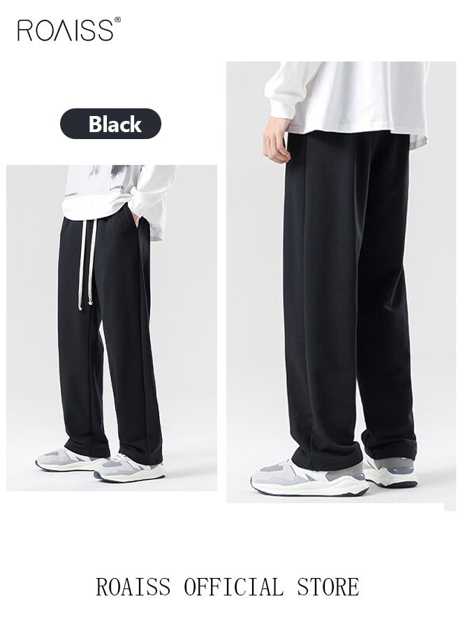 Men's Straight-Leg Pants Long Loose Fit Wide-Leg Trousers for Young Students Casual and Trendy with Good Fabric Drape