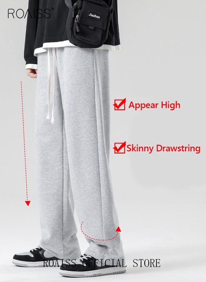 Men's Straight-Leg Pants Long Loose Fit Wide-Leg Trousers for Young Students Casual and Trendy with Good Fabric Drape