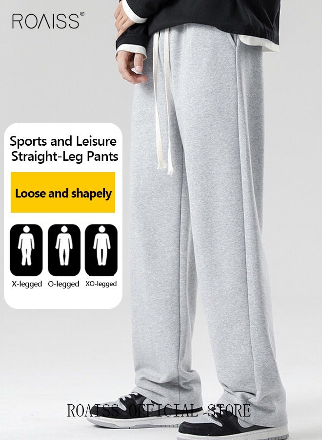 Men's Straight-Leg Pants Long Loose Fit Wide-Leg Trousers for Young Students Casual and Trendy with Good Fabric Drape