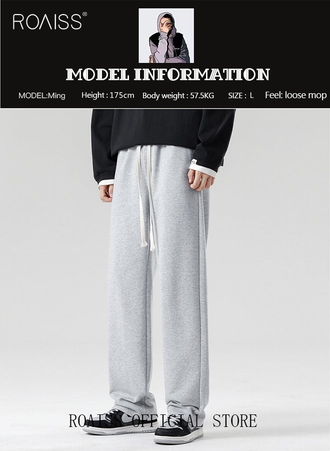 Men's Straight-Leg Pants Long Loose Fit Wide-Leg Trousers for Young Students Casual and Trendy with Good Fabric Drape