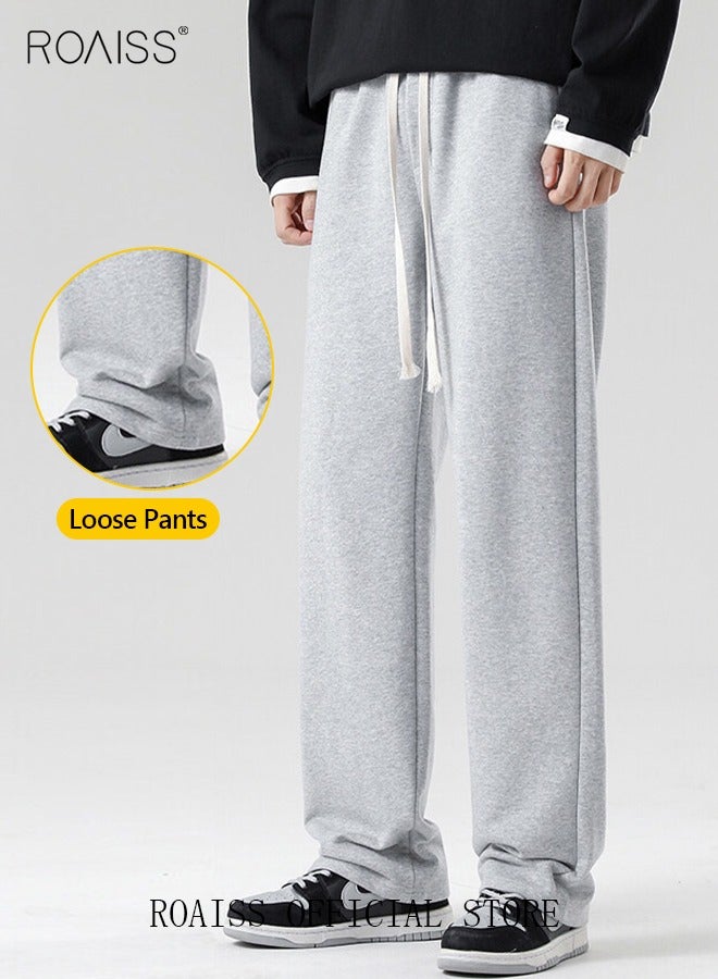 Men's Straight-Leg Pants Long Loose Fit Wide-Leg Trousers for Young Students Casual and Trendy with Good Fabric Drape