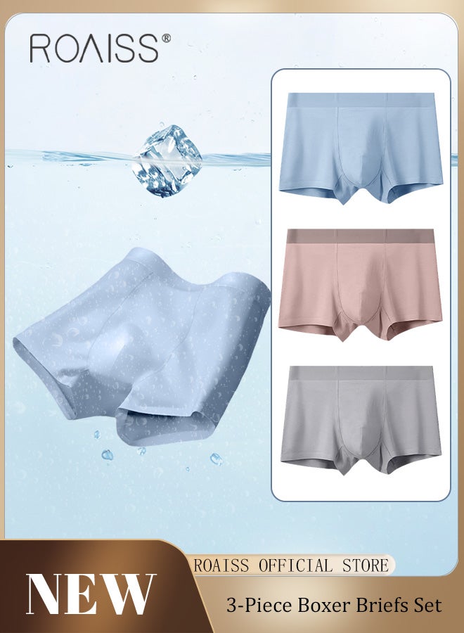 Men Boxers 3 Pack Set Trend Men Teenage Boys Underwear Short Briefs High Elastic Classic Underwear