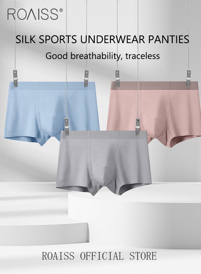 Men Boxers 3 Pack Set Trend Men Teenage Boys Underwear Short Briefs High Elastic Classic Underwear