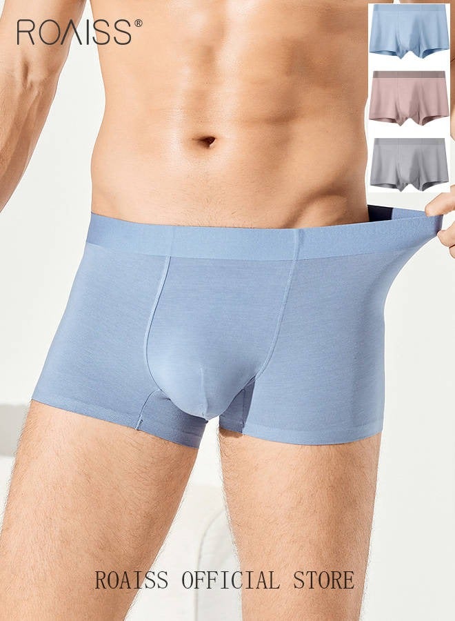 Men Boxers 3 Pack Set Trend Men Teenage Boys Underwear Short Briefs High Elastic Classic Underwear