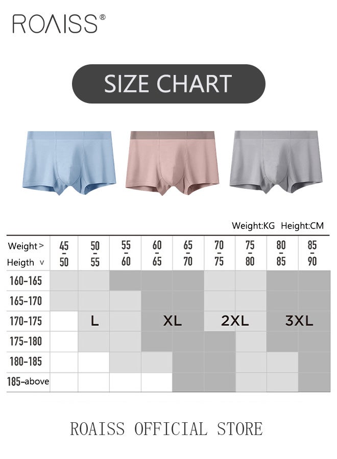 Men Boxers 3 Pack Set Trend Men Teenage Boys Underwear Short Briefs High Elastic Classic Underwear