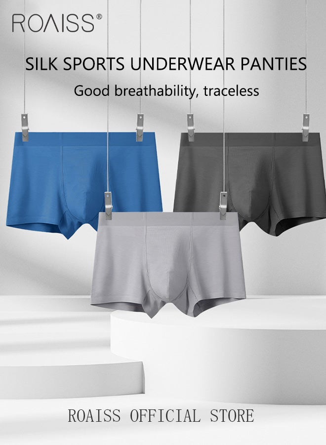 Men Boxers 3 Pack Set Trend Men Teenage Boys Underwear Short Briefs High Elastic Classic Underwear