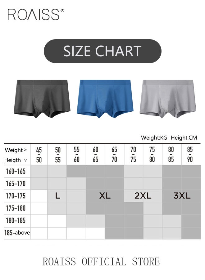 Men Boxers 3 Pack Set Trend Men Teenage Boys Underwear Short Briefs High Elastic Classic Underwear